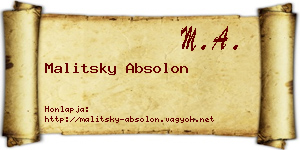 Malitsky Absolon névjegykártya